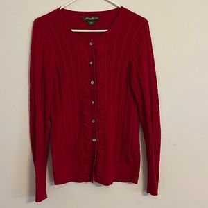 Eddie Bauer red button up cardigan size small.